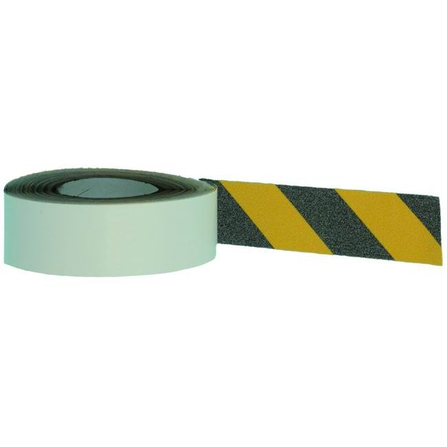 Ruban adhésif antidérapant - hachuré jaune / noir - 50 mm x 18 ml