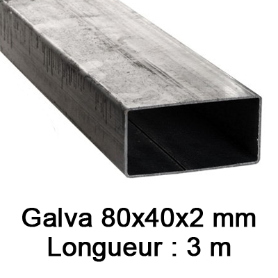 Poteau galva 80x40x2mm par 3m
